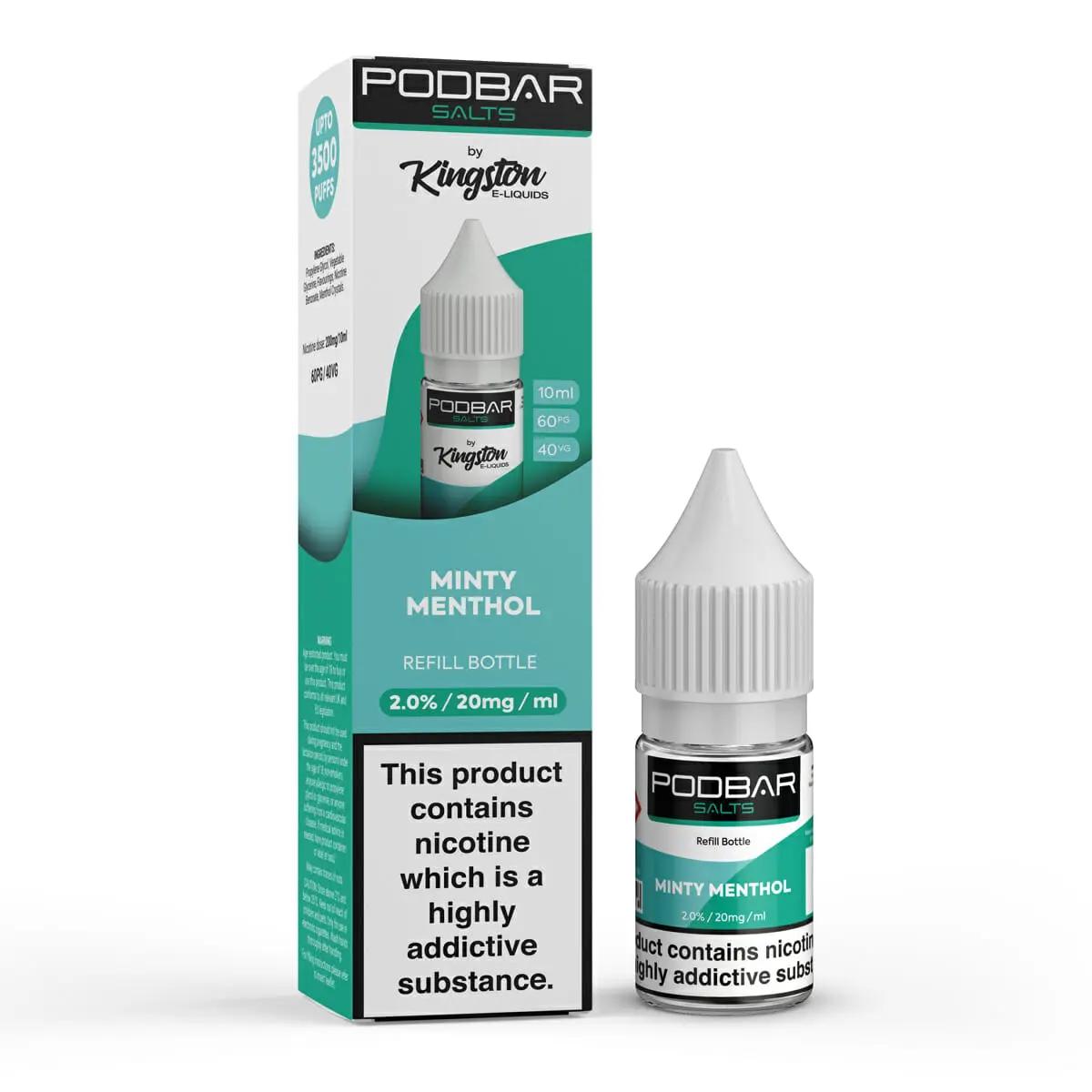 Product Image of Minty Menthol Nic Salt E-Liquid by PodBar Salts By Kingston 10ml